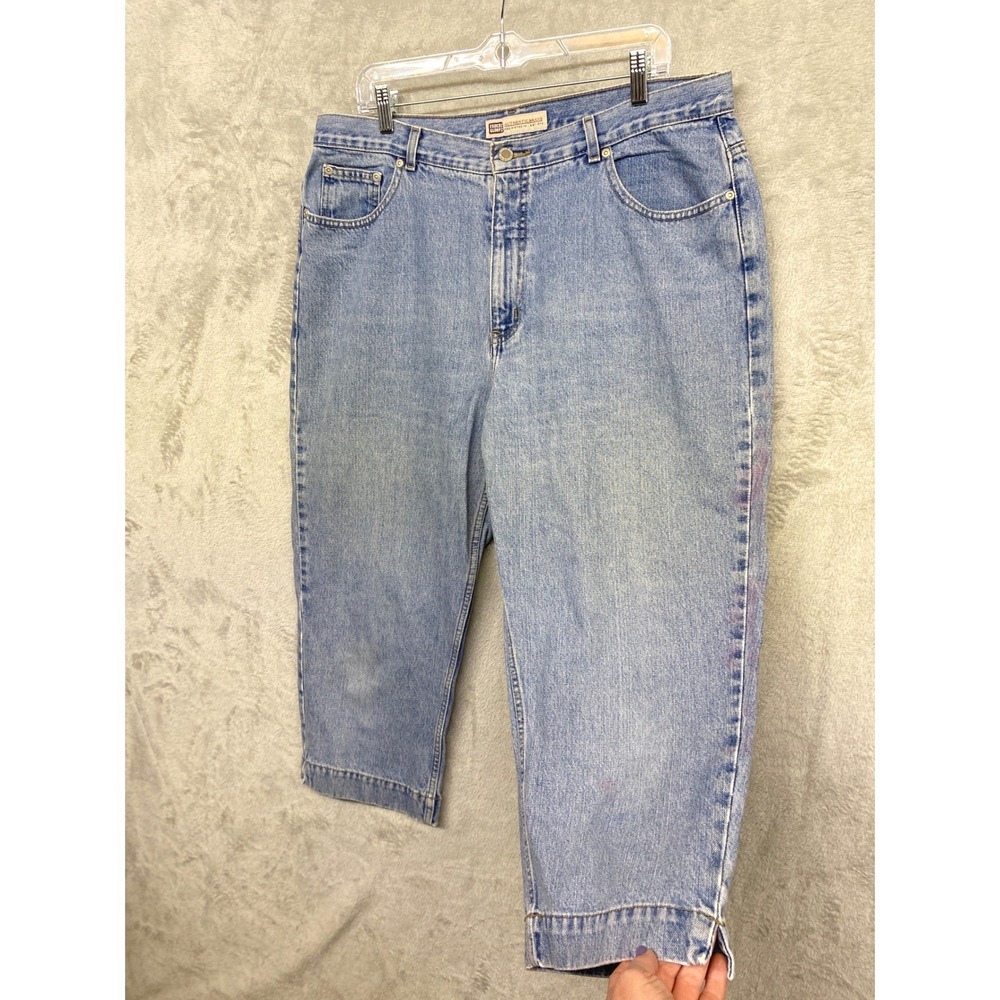 Urban Casual Grunge Revival Denim Capris Stone Wash Women 18 *PINK Purple Stains
